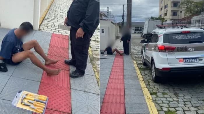 Policiais penais de Tijucas detêm homem após furto em loja no centro